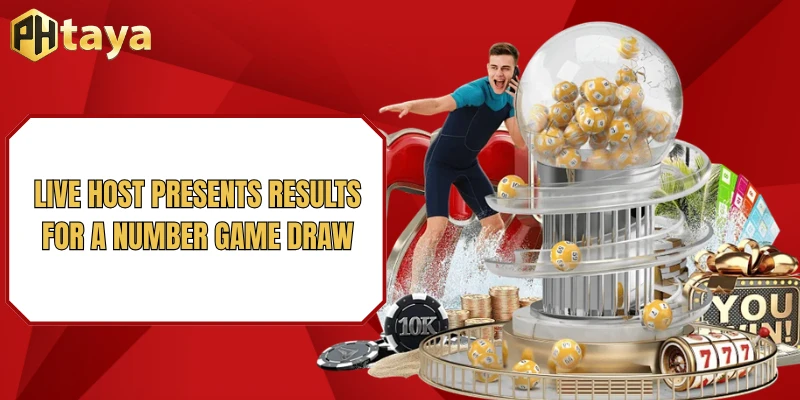 Live host presents results for a Number game draw